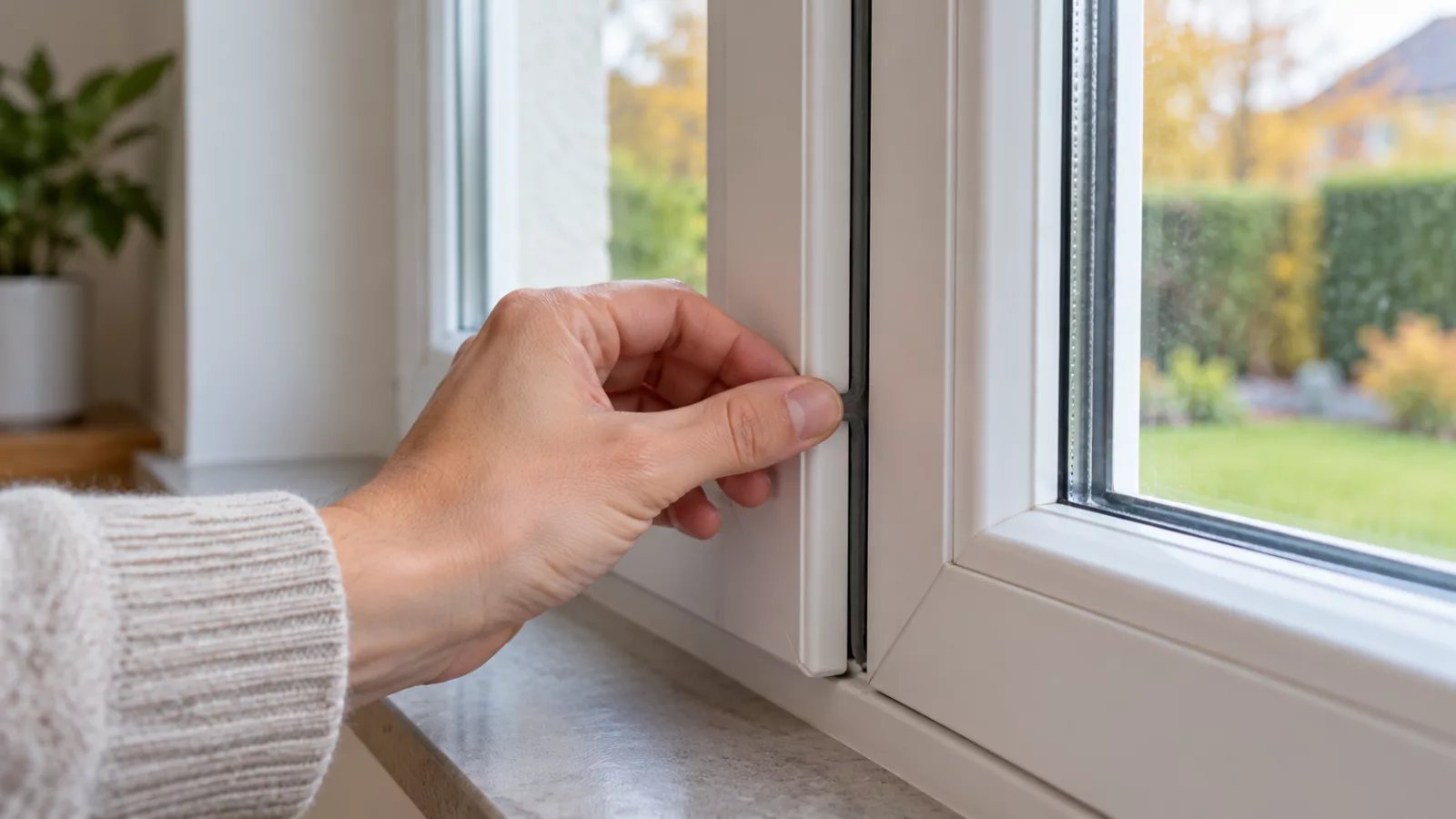 Vérification du joint d’étanchéité d’une fenêtre PVC dans une maison
